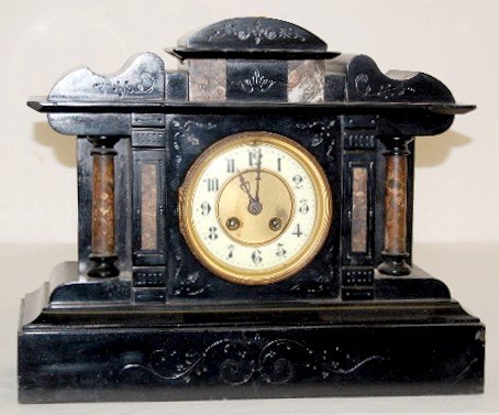 A.D. Mougin Slate & Marble Mantel Clock
