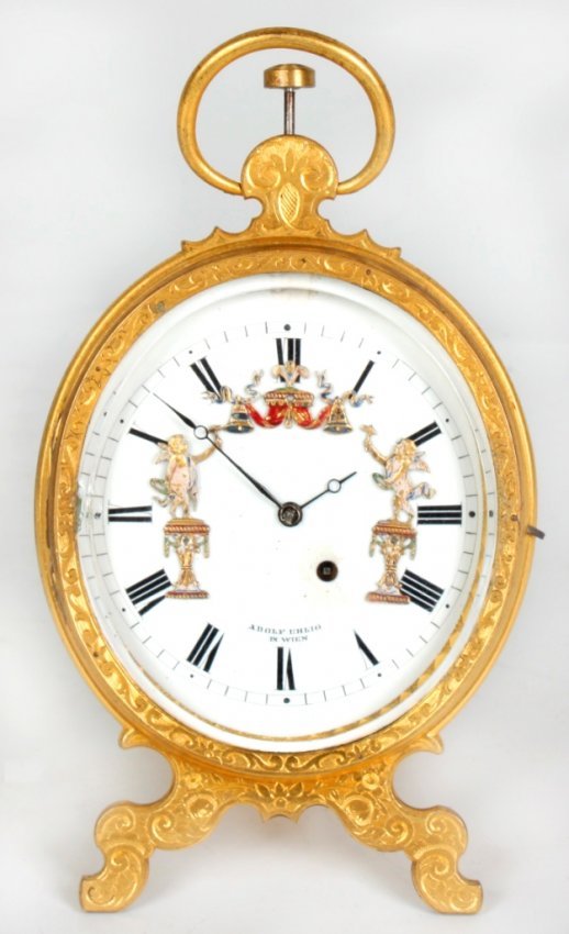 A rare mid 19th century Austrian brass strut clock