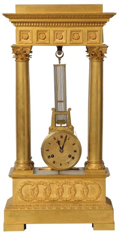 French Empire Portico Swing Clock
