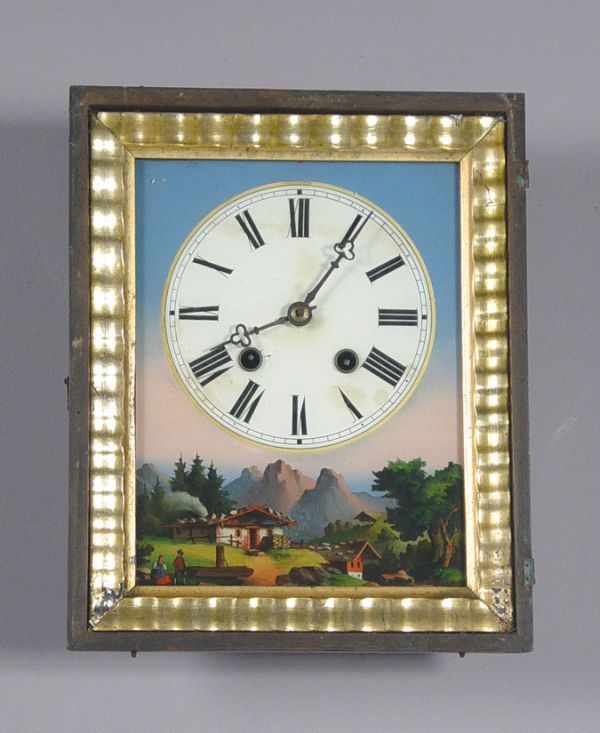 Reverse Painted Black Forest Picture Wall Clock