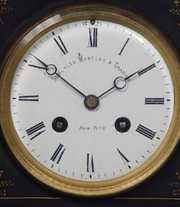 Japy Freres Malachite Mantle Clock with Malachite Inlay