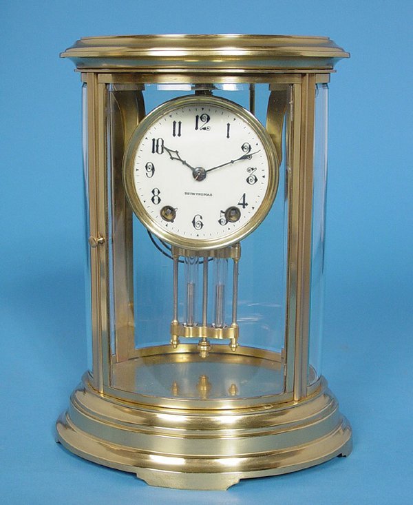 Seth Thomas “Orchid” Oval Cased Crystal Regulator Clock