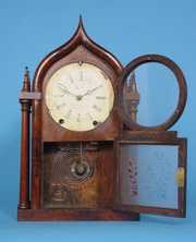 Brewster & Ingrahams Walnut “Onion Top Candlestick” Shelf Clock