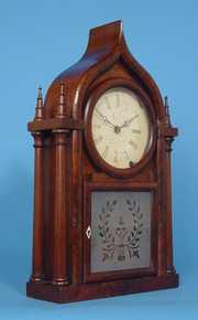 Brewster & Ingrahams Walnut “Onion Top Candlestick” Shelf Clock