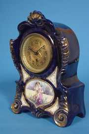 Hand Painted Cobalt Blue Porcelain Clock