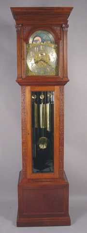 Tiffany & Co. NY Carved Mahogany Triple Chime Hall Clock