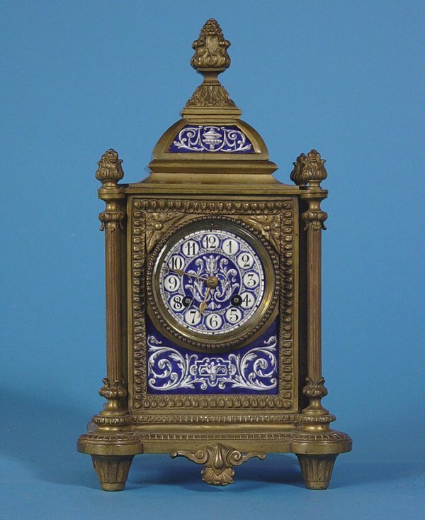 Japy Freres Bronze Neo-Classical Tiled Mantle Clock
