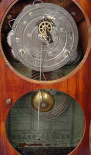 E. Ingraham Rare Ives “Tin Plate” Ionic Shelf Clock