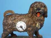 German Myers Animated Dog Cast Metal Novelty Clock
