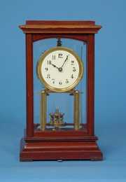 German Gustav Becker Mahogany and Glass Disk Pendulum Clock