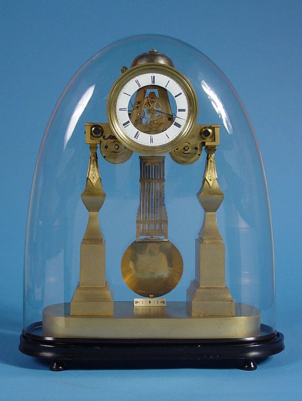 French Rare and Unusual Large Gilt Bronze Skeleton Clock