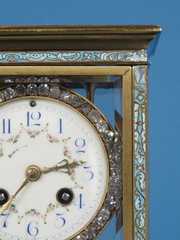 French Champleve Crystal Regulator Clock