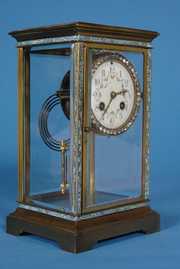 French Champleve Crystal Regulator Clock