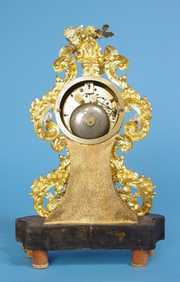 French Small Gilt Brass Repousse Table Clock