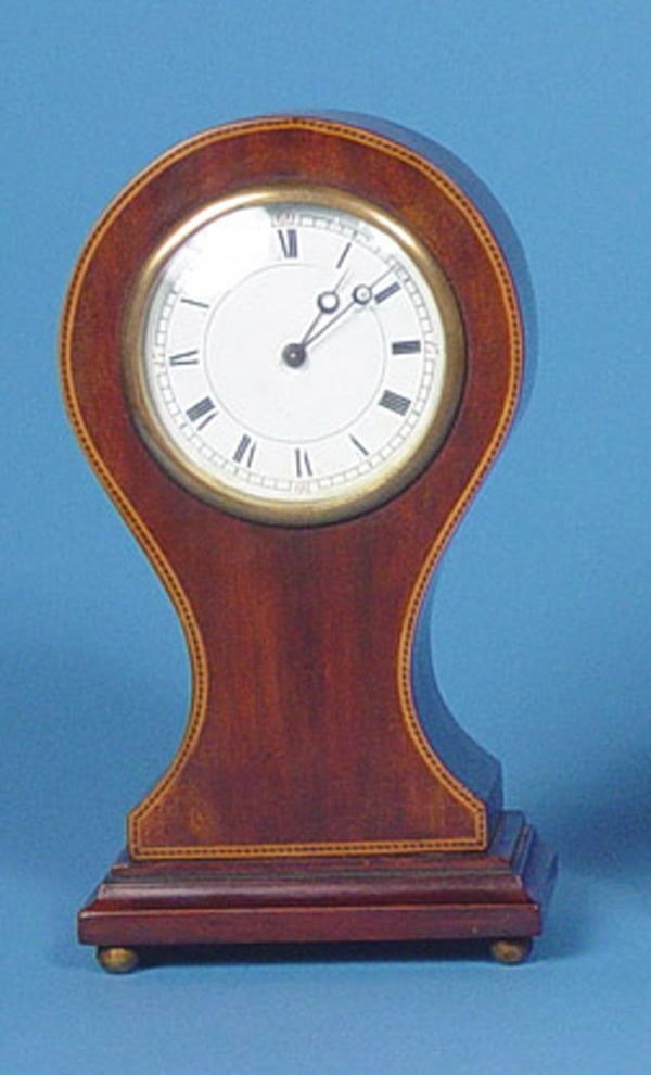 Antique Inlaid Balloon Mantle Clock