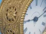 New Haven Ornate Round Brass Carriage Clock