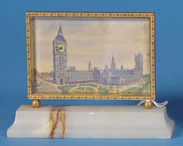 Swiss “Westminster Abby” Miniature Hand Painted Picture Desk