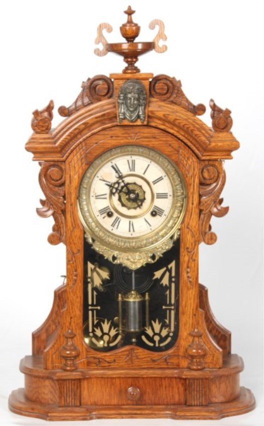 Ansonia Oak Mantle Clock Â Monarch w/ Alarm