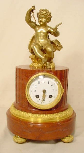 A.D. Mougin Bronze and Marble Clock