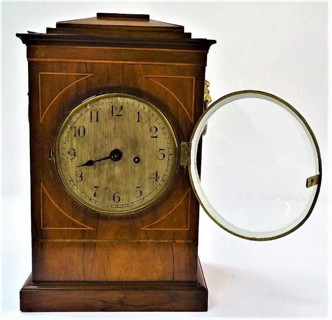 LATE 19TH C. ENGLISH MAHOGANY BRACKET CLOCK