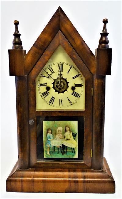19TH C. WATERBURY ROSEWOOD CASE STEEPLE CLOCK