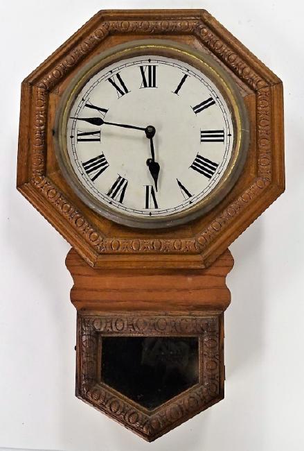 Late 19th century American octagonal drop wall clock