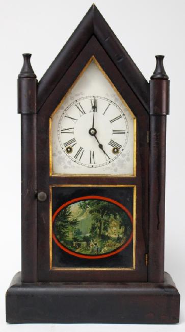 Late 19th century stained Rosewood steeple case chelf clock