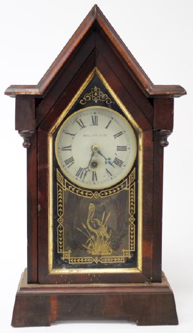 Mid 19th century American Oak steeple case clock by William Ross of Dover, NH