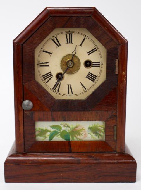 Late 19th century Rosewood case shelf clock by Seth Thomas Clock Co