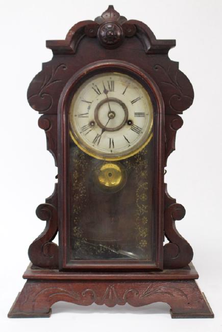 Late 19th to Early 20th century American Walnut case kitchen clock
