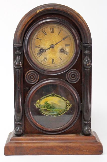 Late 19th century Mahogany case shelf clock by Elias Ingraham Clock Co