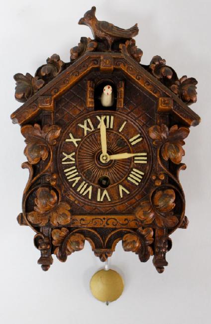 Vintage cuckoo wall alarm clock by Lux Clock Co