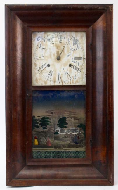 Late 19th century Mahogany case ogee shelf clock by New Haven Clock Co