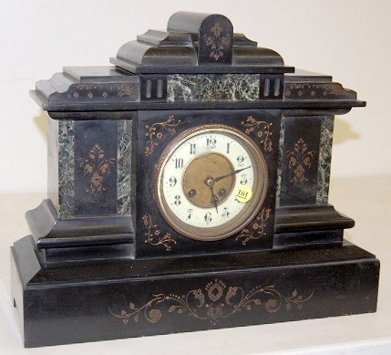 French Japy Freres Marble & Slate Mantle Clock