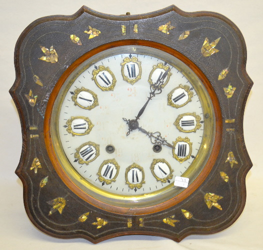 Antique French Abalone Inlaid Picture Frame Wall Clock