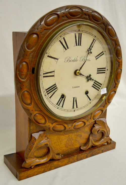 Antique English Birkle Bros. Carved Case Shelf Clock