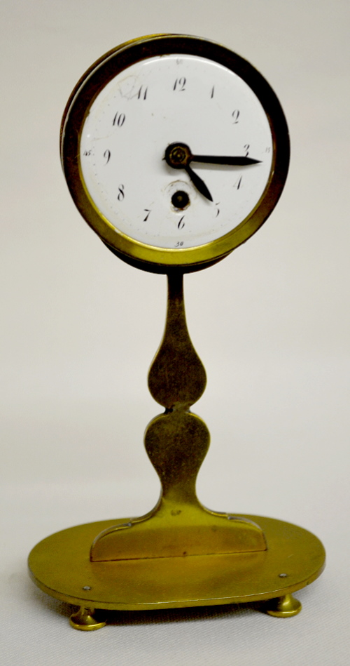 Francois Baccuet French Brass Table Clock on Brass Stand