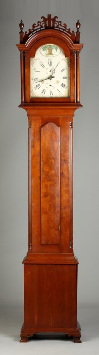 Country Chippendale Cherry Tall Case Clock