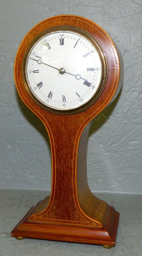 French inlaid mahogany balloon top 8 day clock.