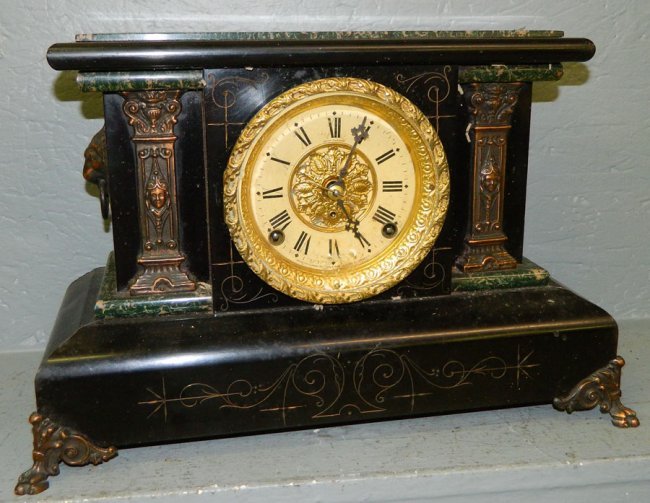 Seth Thomas faux marble Victorian shelf clock.