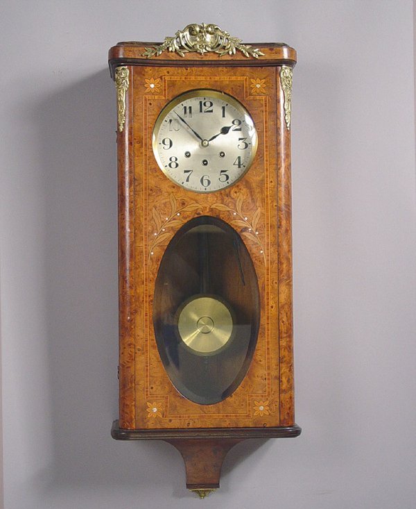 Gustav Becker Unusual Burl Walnut Westminster Chime Wall Clock