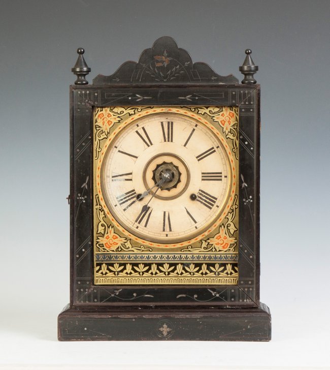 Unusual Ansonia Ebonized East Lake Victorian Shelf Clock