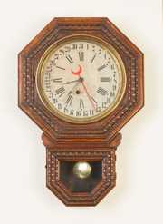 E. Ingraham Embossed School House Calendar Clock