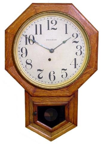 Ingraham Oak School House Clock