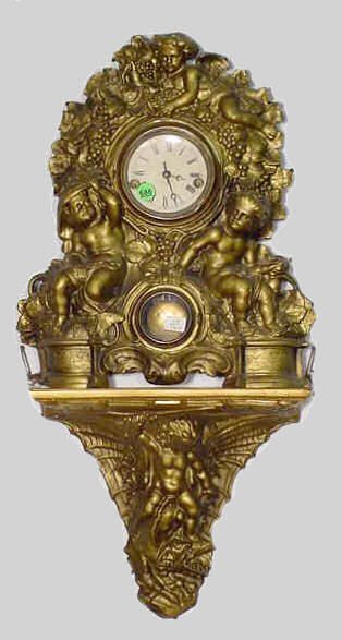 Waterbury Cherubs Shelf Clock with Matching Shelf