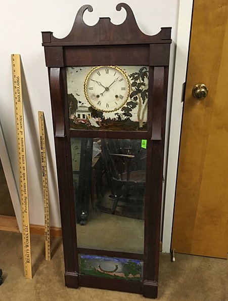 1818 Joseph Ives 54″ Column w/Mirror Clock