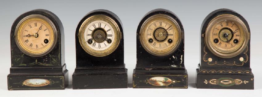 Terry Clock Co. Miniature Iron Round Top Shelf  Clocks