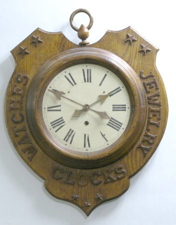 Oak Trade Sign Clock w/Applied Letters