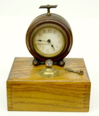 German Oak Night Light Dresser Clock