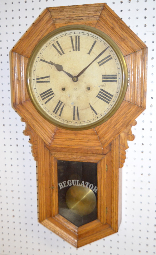 Antique Ansonia “Regulator B” Oak Wall Clock